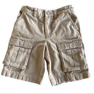 L.L. Bean Kids Tan Cotton 6 Pocket Cargo Shorts Adjustable Tab Waist- Size 5-6